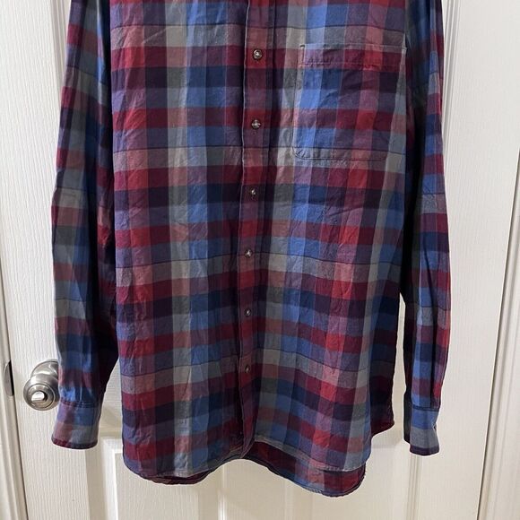 Viyella Plaid Cotton Wool Blend Button Up Shirt Colorful Canada Men's Size Large - Picture 4 of 11